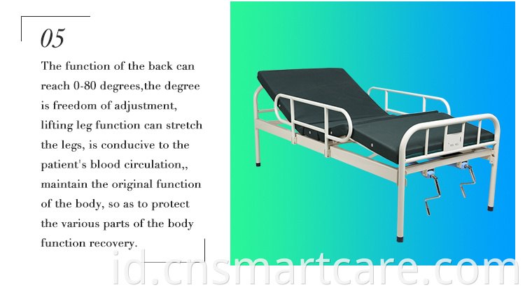 Pasien Harga Murah Menggunakan Manual Integral Mengangkat Two Shake Hospital Bed untuk Dijual